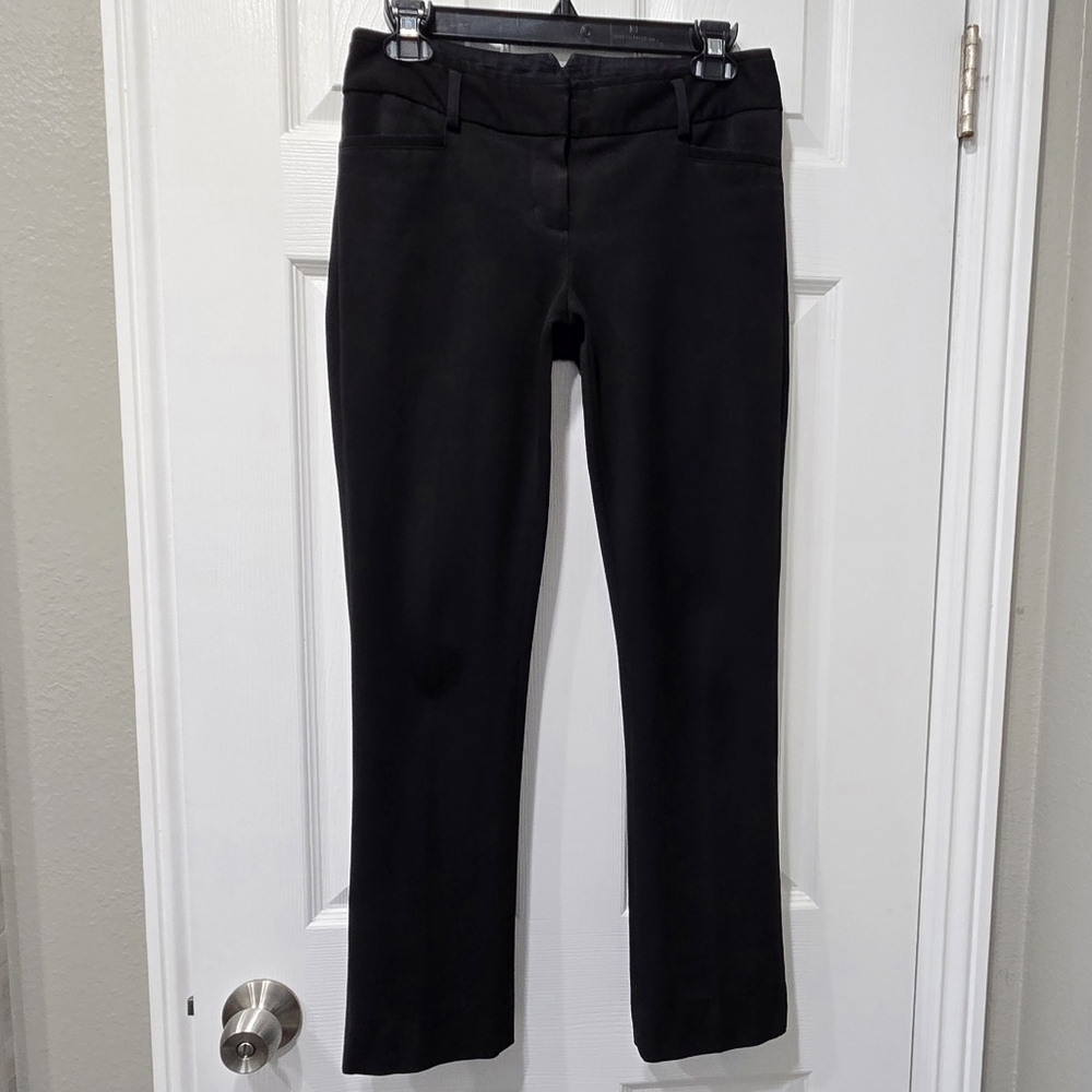 Express Women's Columnist Black Notch Back Stretch Cropped Straight Leg Pants 00